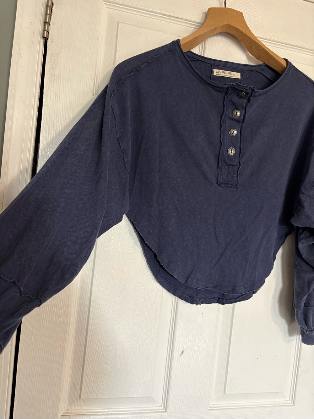 Free People Melodi Henley Top in Blue Quarry - Picture 4 of 4